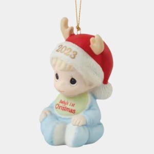Precious Moments Baby’s 1st Christmas 2023 Dated Boy Ornament